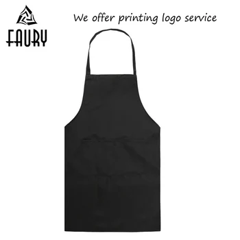 

Wholesale Women Men 2018 Pure Color Chef Cook Kitchen Apron Restaurant Cafe Waiter BBQ Hairdresser Hang Neck Aprons