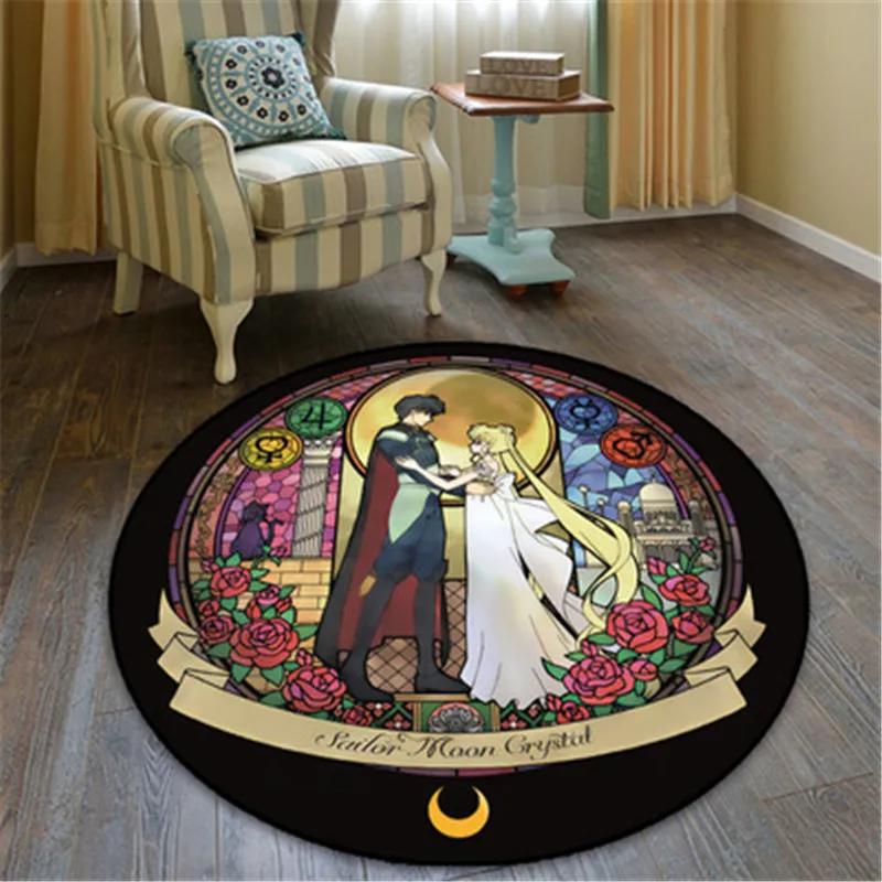 100X100 см Сейлор Мун Усаги Чиба Мамору круглый ковер модная примерочная мультяшная противоскользящая стелька X1313