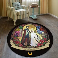 100X100 см Сейлор Мун Усаги Чиба Мамору круглый ковер модная примерочная мультяшная противоскользящая стелька X1313