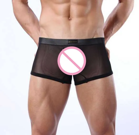 Мужские трусы боксеры прозрачные из шелка со средней талией B1002|underwear men|sexy underwear