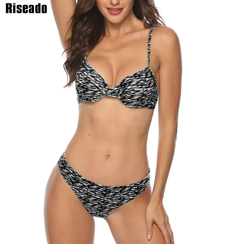 

Riseado Push Up Bikini Set Sexy Swimwear Women New Printing Swimsuit Bow Maillot De Bain Femme Strap Bathing Suit Women 2019