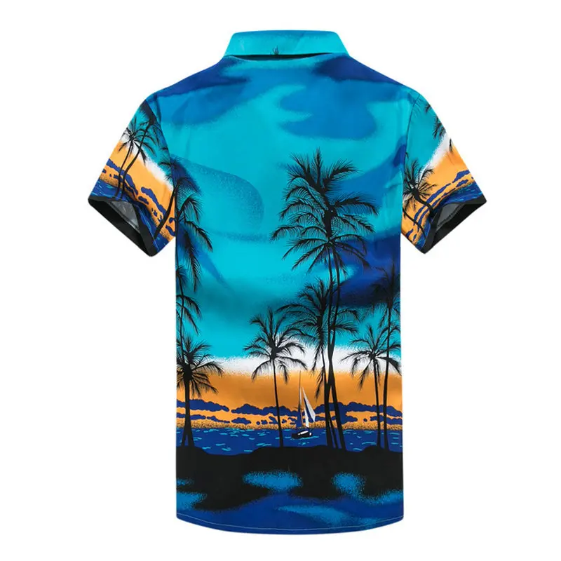 Men's Short Sleeve Beach Shirt, Aloha Hawaiian Shirt, Palm Tree Printing Shirts, Summer Quick Drying Shirts Part Surfing Holiday