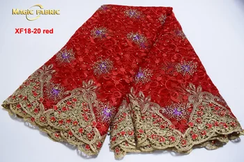

Best price Latest red African Guipure Lace Fabric With beads Nigerian French Lace Fabric Embroidered French Net Lace XF-18