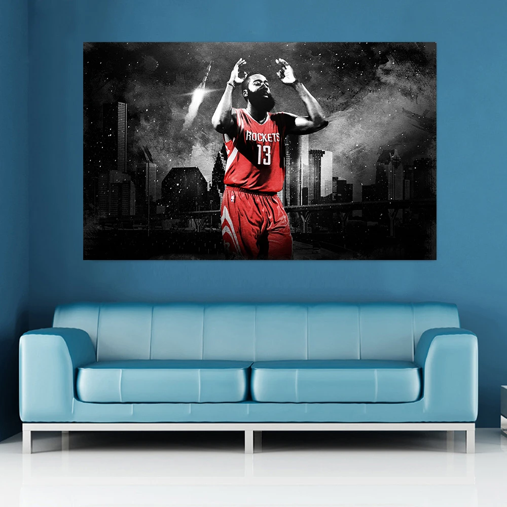 

Sport Canvas Basketball Flaming Harden James Posters and Prints Wall Pictures for Living Room Black White Wall Art Cuadros Decor