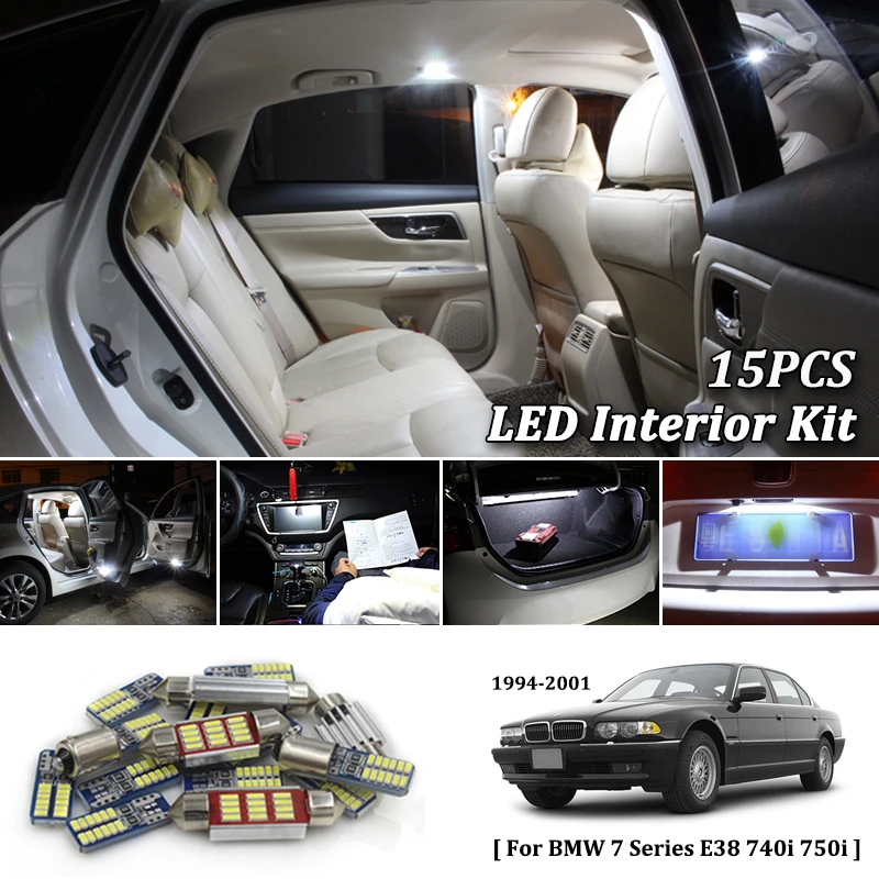 Us 13 04 13 Off 15pcs White Canbus Led Car Interior Lights Package Kit For Bmw E38 740i 750i 7 Series 1994 2001 Led Interior Light In Signal Lamp