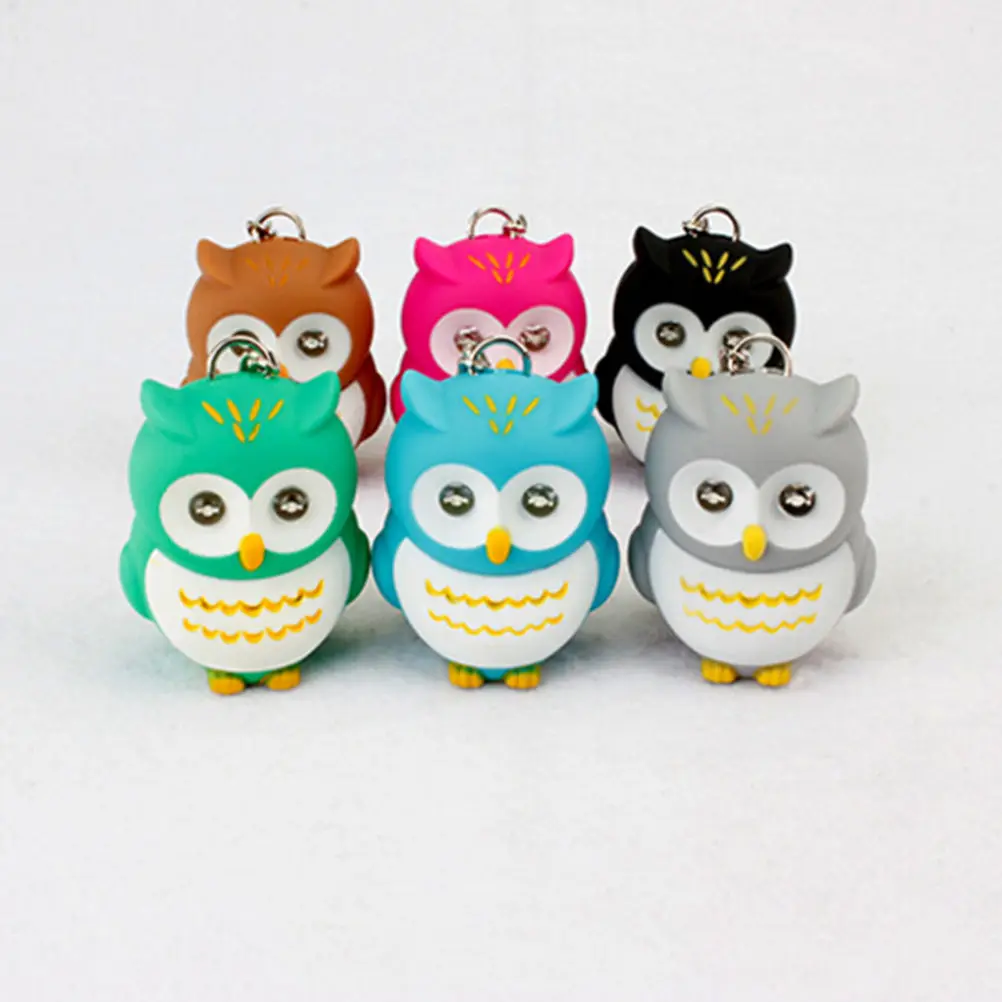 

Cartoon Owl Design LED Keychain With Sound Flashlight Kid Figures Toy