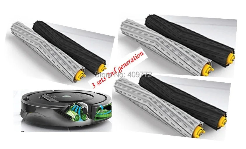 

6 Pieces (3 sets) 2nd Generation Replacement Tangle Free Debris Extractor Brush for iRobot Roomba 800 series 870 880 980
