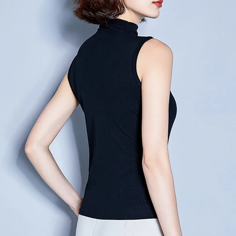 Модная Летняя женская футболка, женские топы, без рукавов, harajuku, рубашка, Топ для женщин, одежда размера плюс, черная рубашка 4414 50
