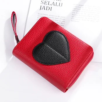 

Baellerry Women Accordion Multiple Card Holders Small Zipper Short Wallet Hasp Purse Coin Pocket Money Case PU Clutch Bag Heart