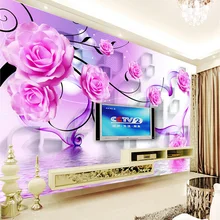 Пользовательские Настенные обои Современная мода 3D розы спальня гостиная диван ТВ фон обои фрески Papel де Parede 3D