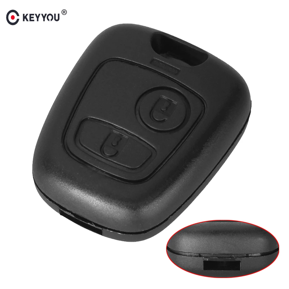 

KEYYOU 2 Buttons Replacement Remote Blank Car Key Shell Fob Case For Peugeot 206 307 107 207 407 No Blade Auto Key Case