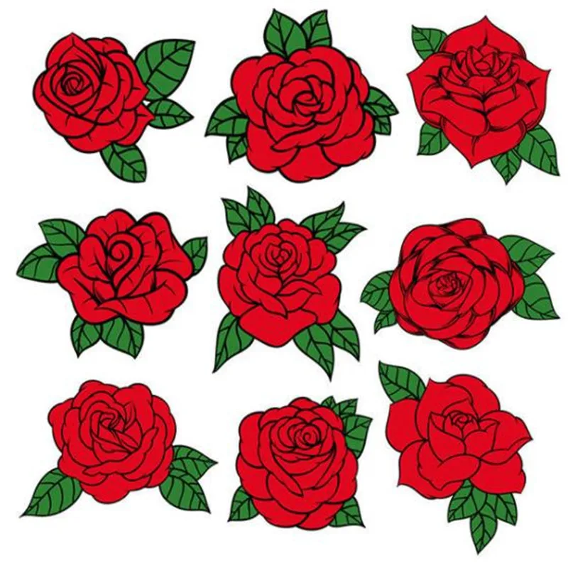 

Fashion PVC Patch Clothes Many Rose Thermal Transfer Printing T shirt Girl iron on patches for clothing Flowers Stickers