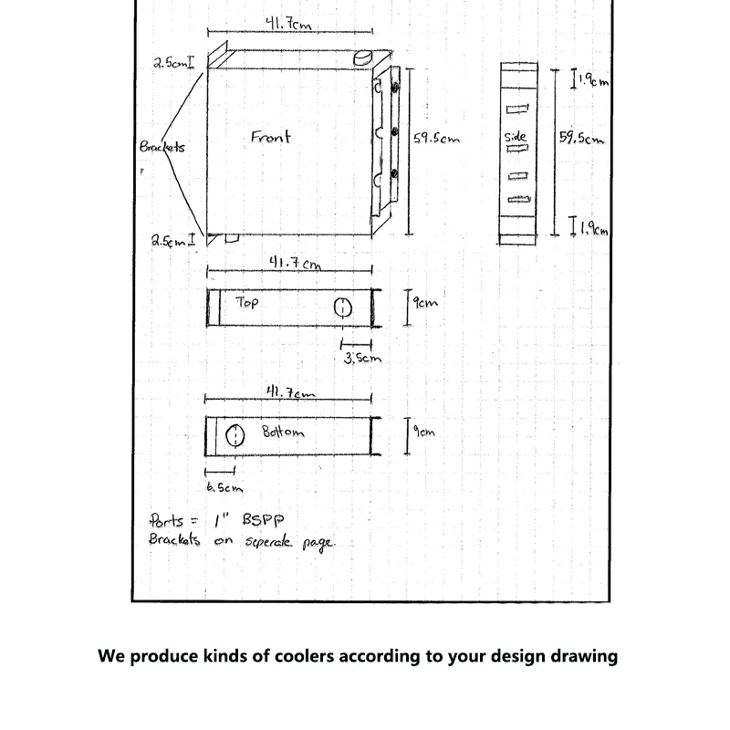 ^Cheap Free shipping screw air compresor coolers according to clients desgin drawing size is 41.7*59.5*9cm