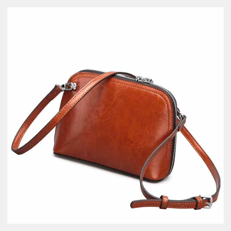

Beautiful and unique retro oil Calfskincrossbody bags for women elegant mini simple hand bag shell type shoulder bag
