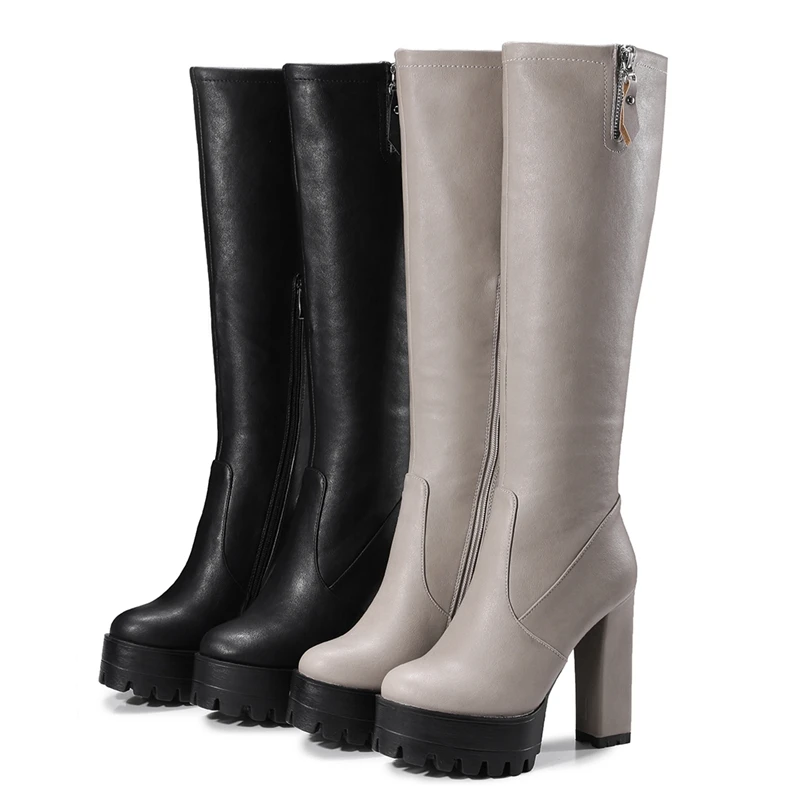 Tamaño Plataforma 42 De Sexy Calzado Tacón A909 grey Rodilla Invierno Caliente Cat Reave Alto Frío 32 Black Zapatos Cremallera Mujeres Botas 5tznFw8q4x