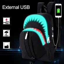 Мужской рюкзак школьный с крокодиловой подсветкой usb зарядкой