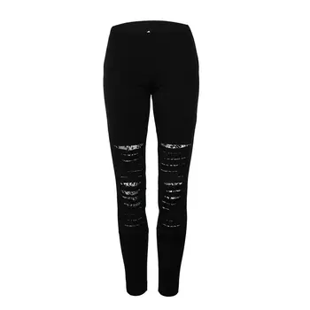 

Women Stretch Skinny Black Pant Lace Patch Casual Pants High Waist Jeggings Pencil Pants Long Trouser