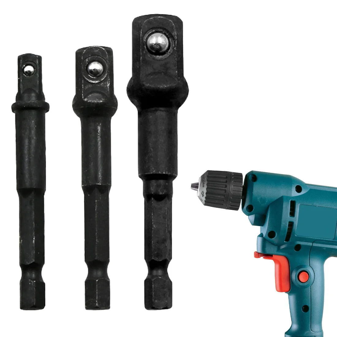 

3pcs/set Hex Power Drill Socket Adapter Hex Shank to 1/4" 3/8" 1/2" Extension Drill Bits Bar Hex Bit Set Power Tools