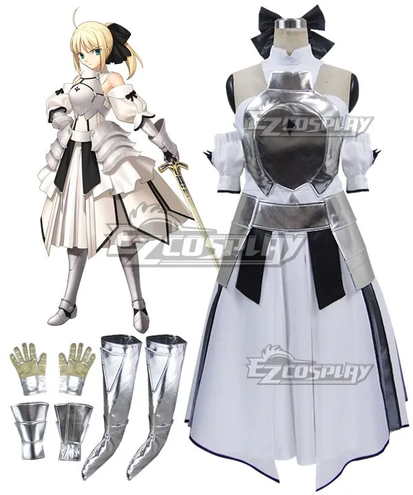 Fate/Grand Order Saber lily/Arturia Pendragon White Cosplay Costume Free Ship 