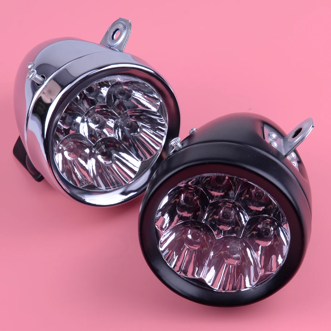 

beler 7 LED Bicycle Vintage Front Head Fog Lamp Light Retro Bike Scooter Headlight Waterproof Metal Battery