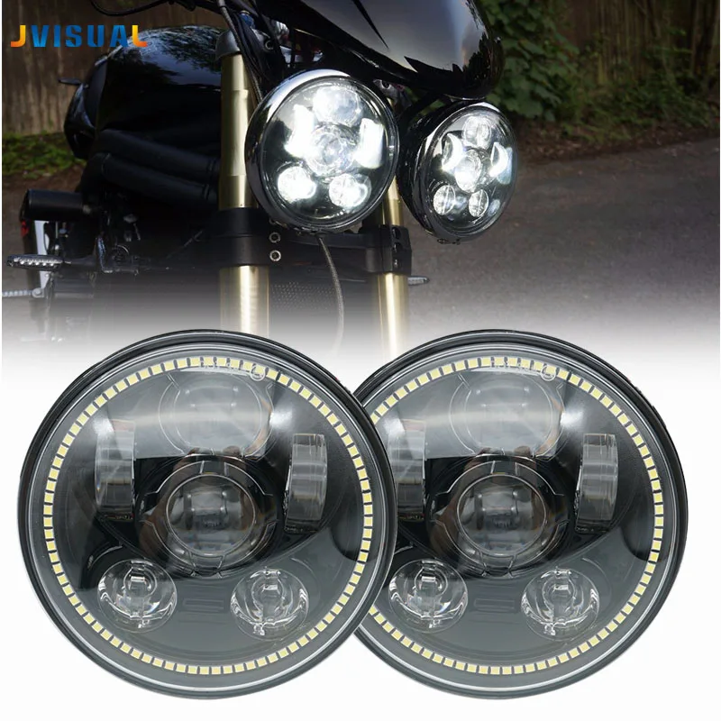 

Motorcycle H4 High Low Beam Bicycle 5.75" Round Black/Chrome Led Head light Lamp Motorcycle Fittable for Davidson Harley Sports