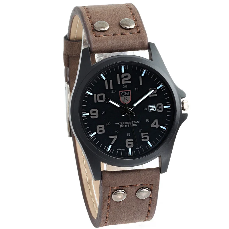 

Fashion Luxury Brand CMK 5 Color Clock Men Watch Men's Leather Strap Calendar Watches Sports Casual Quartz Military Wristwatch