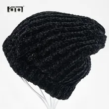

2018 Women Autumn Winter Warm Hat Knitting Wool Cap Soft Crochet Knitted Wool Fur Beanie Headdresses Hat Solid Woman Hats H003