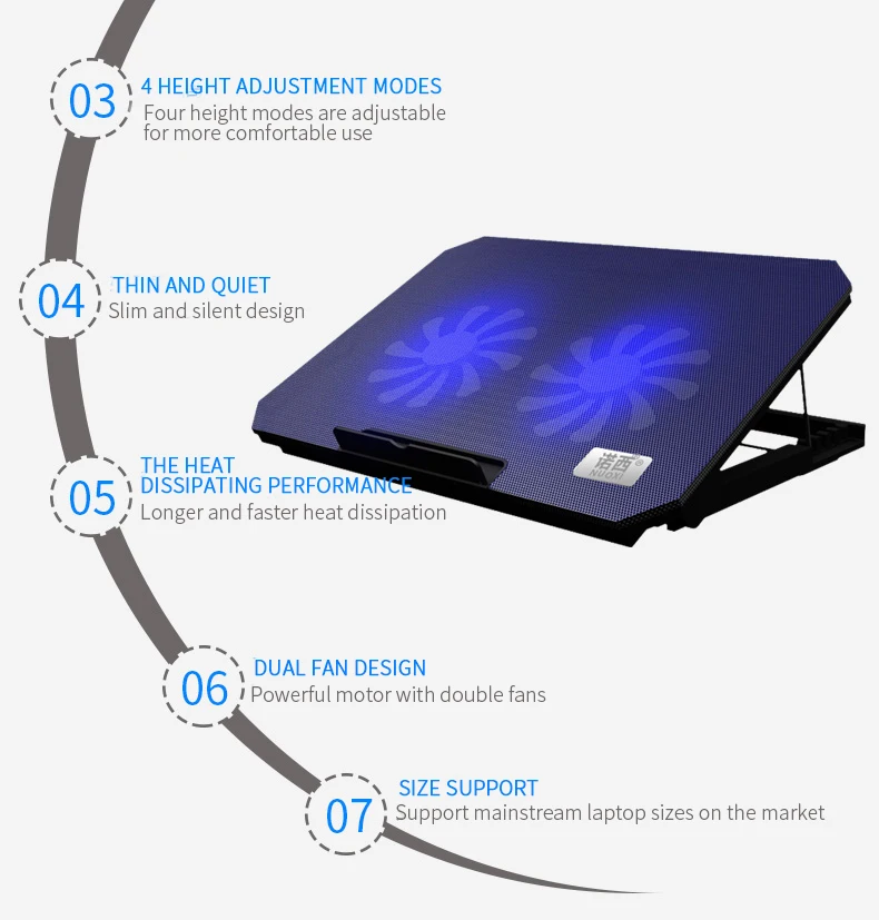 Ноутбук с 2 вентиляторами, подходит для 11, 13, 14, 15, 15,6, 17 дюймов, для ноутбука, компьютера, охлаждающая подставка для игр macbook pro air, подставка для ноутбука