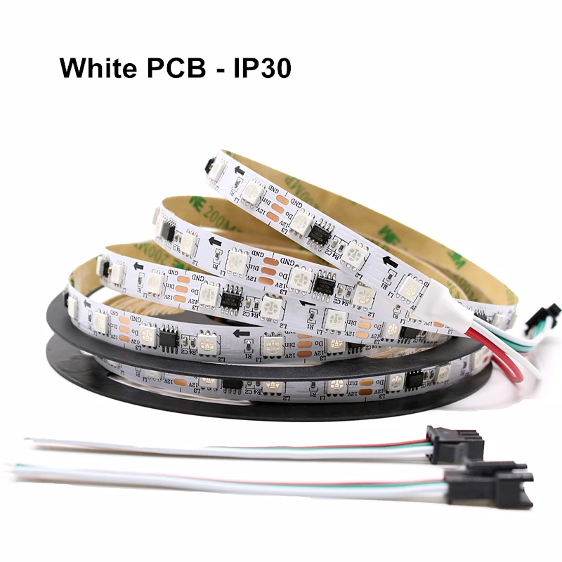 WS2811 5050 SMD RGB пикселей Светодиодная лента 60 Светодиодный s/m программируемое перенастраиваемое светодиодное освещение 0,5 м 1 м 2 м 3 м 4 м 5 м 12 В полноцветная светодиодная лента лампа