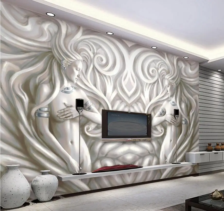 

beibehang Custom Wallpaper Home Decorative Mural Relief Beauty Sculpture Modern Fashion 3D TV Background Wall Mural 3d wallpaper