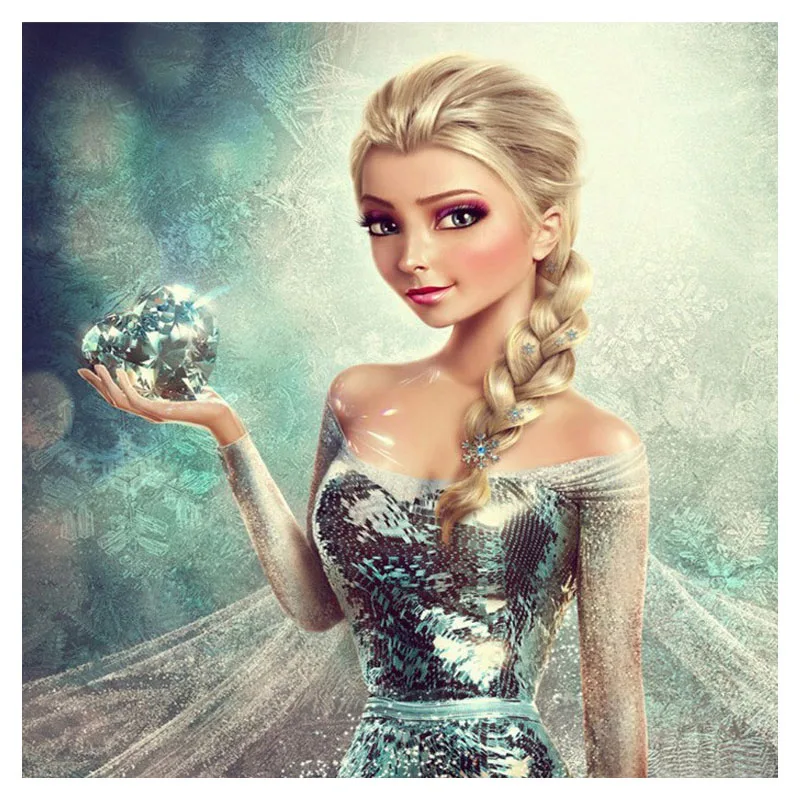 

Full 5D Diy Diamond Painting Cross-stitch Cartoon Girl Elsa Diamond Painting Round Rhinestone Painting Diamond Embroidery