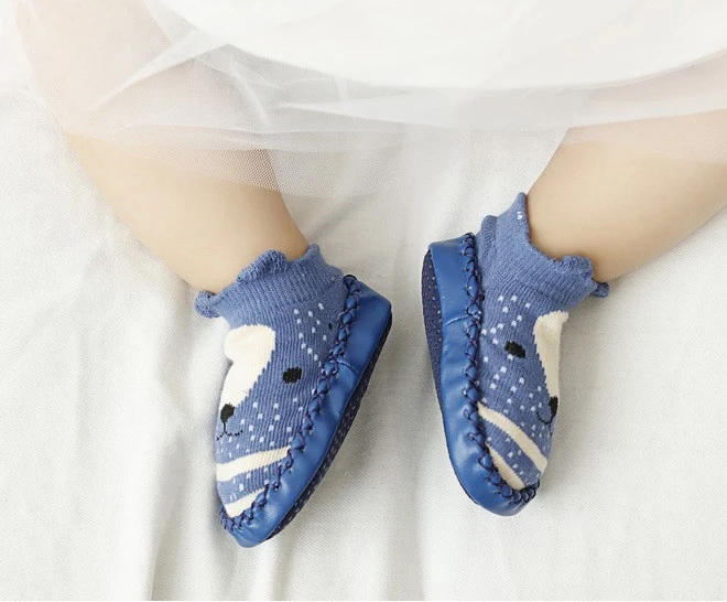 

1 Pair Cute Baby Socks With Rubber Soles Infant Cotton Sock Anti-slip Unisex Baby Kids Spring Autumn Toddler Soft Socks Shoes