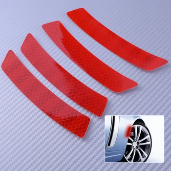 

beler 4pcs/set Reflective Red Lattice PVC Car Wheel Eyebrows Sticker Fender Flare Arch Warning Sign Self-adhesive Decal