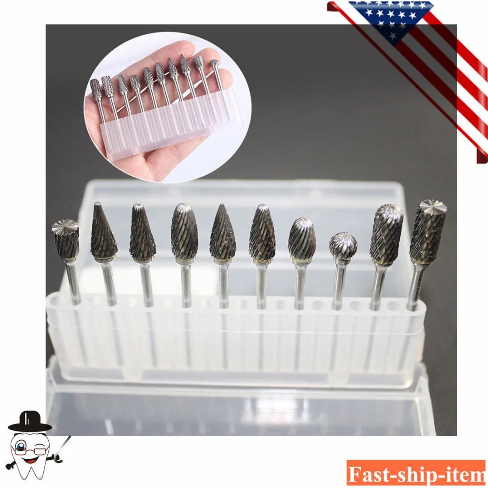 

10x Tungsten Carbide Tungsten Steel Dental Lab Burs Polisher Tooth Drill 2.35mm