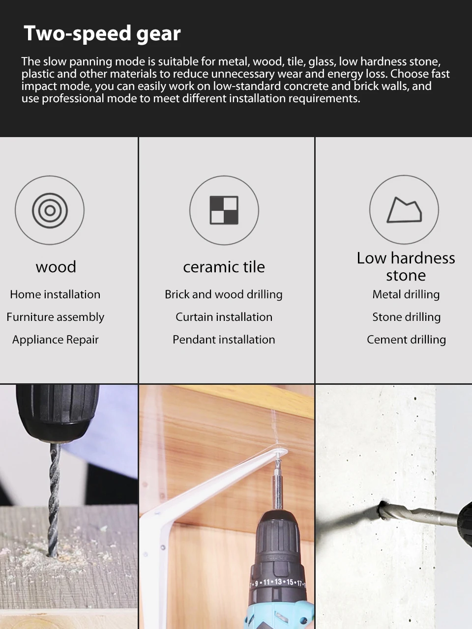 Xiaomi Mijia Tonfon Wireless Electric Cordless Drill Impact Power Driver 1220V 2000mAh Battery 2-Speed EU Adapter For Home Work (14)