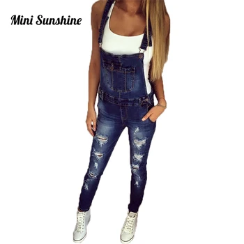 

2019 New Jumpsuits Women Solid Spring Ripped Hole Denim Jumpsuits Female Sexy Slim Push up Jeans Romper Freddy Overalls z15