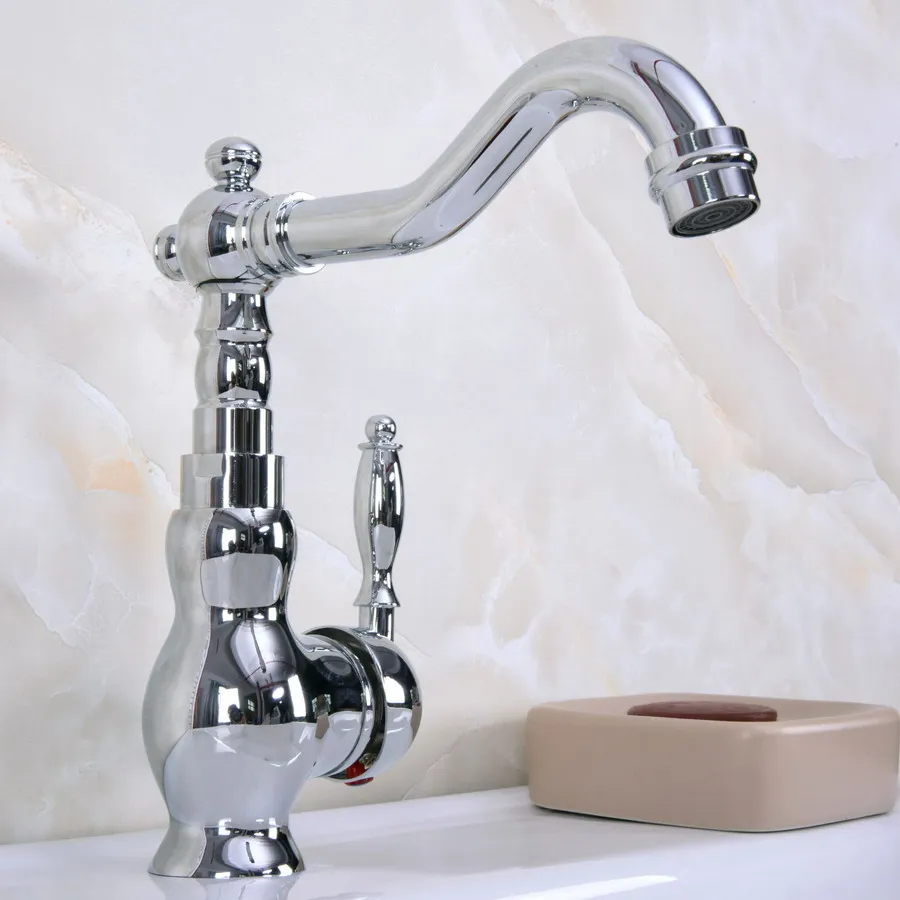 Deck Mounted Polished Chrome Brass Swivel Spout One Hole/Handle Kitchen/Bar Bathroom Sink Faucet Hot&Cold Mixer Tap anf934