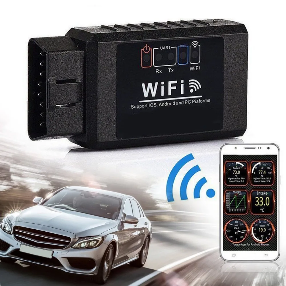 ELM327 wifi OBD2 OBDII Интерфейс авто автомобильный диагностический сканер для iOS для Android ПК устройств беспроводной считыватель кодов автомобиля