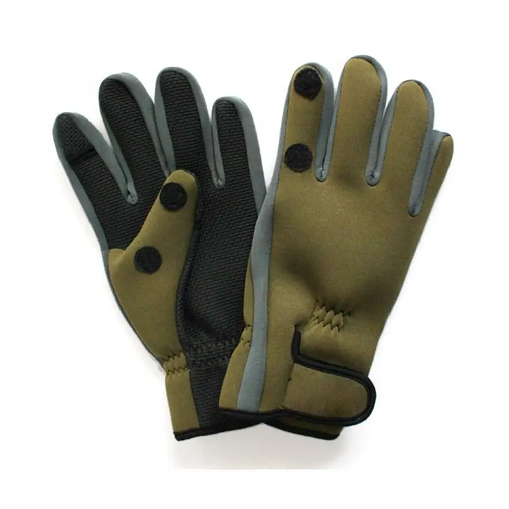 LumiParty 2 Fingers Cut Ice Fishing Gloves Warm Hunting Gloves Diving