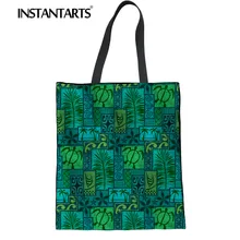 INSTANTARTS парусиновая сумка Для женщин Повседневное сумка тропических растений женщина ткань сумка моку Malihini принт большая Льняная сумка