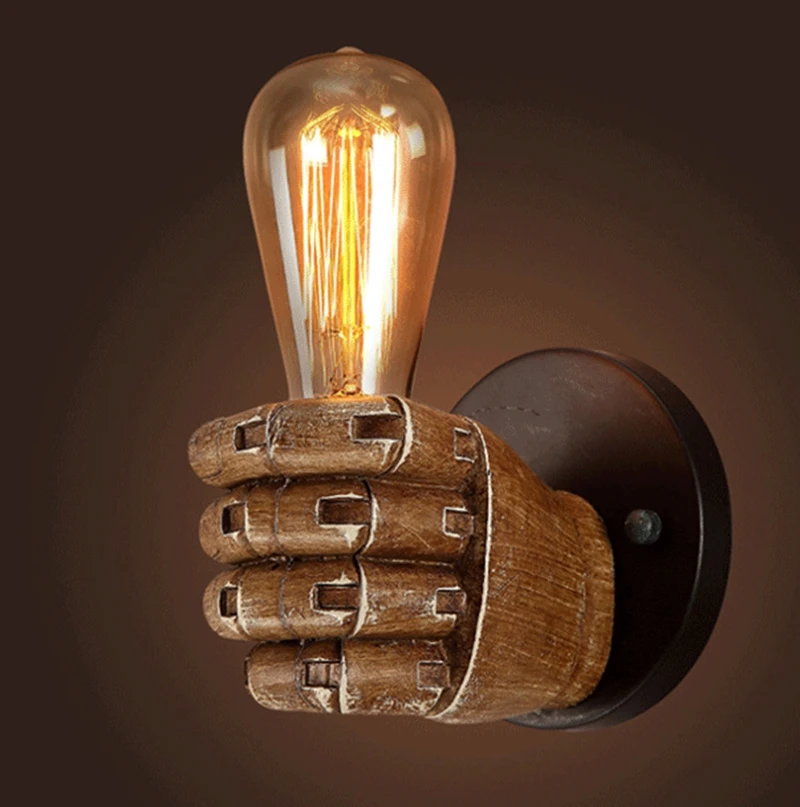 Retro Resin Right  Left Hand Fist Wall Lamp Loft Wind Novelty Cafe Bar Foyer Study Dining Room Home Decoration Lights Fixtures (8)