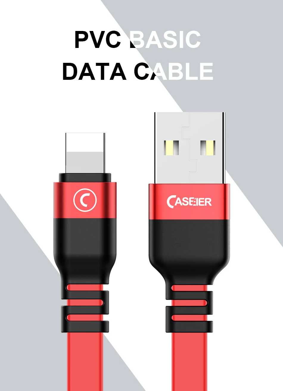 Caseier Тип C USB C кабель Micro usb зарядка плоский, из ПВХ плоский провод зарядный кабель Micro USB C кабели для Samsung huawei Xiaomi кабель usb