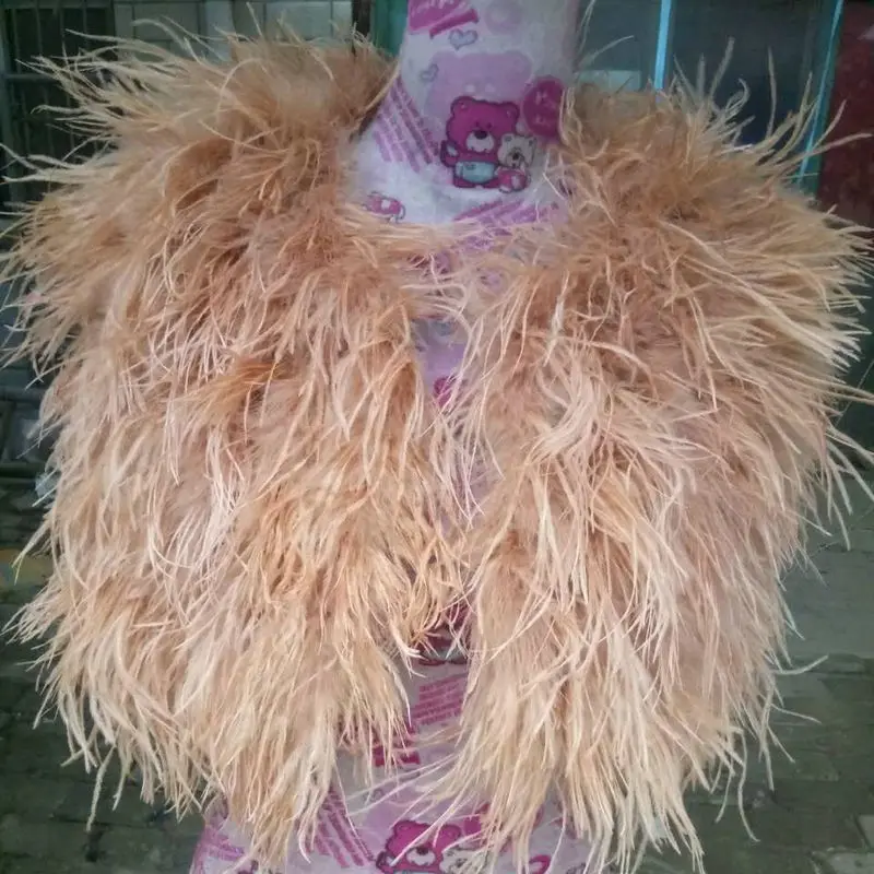 Горячая мода сексуальные настоящие страусиные перья Женское пальто Турция шерсть короткое пальто перо меховое пальто куртка розничная/ - Цвет: Meat pink