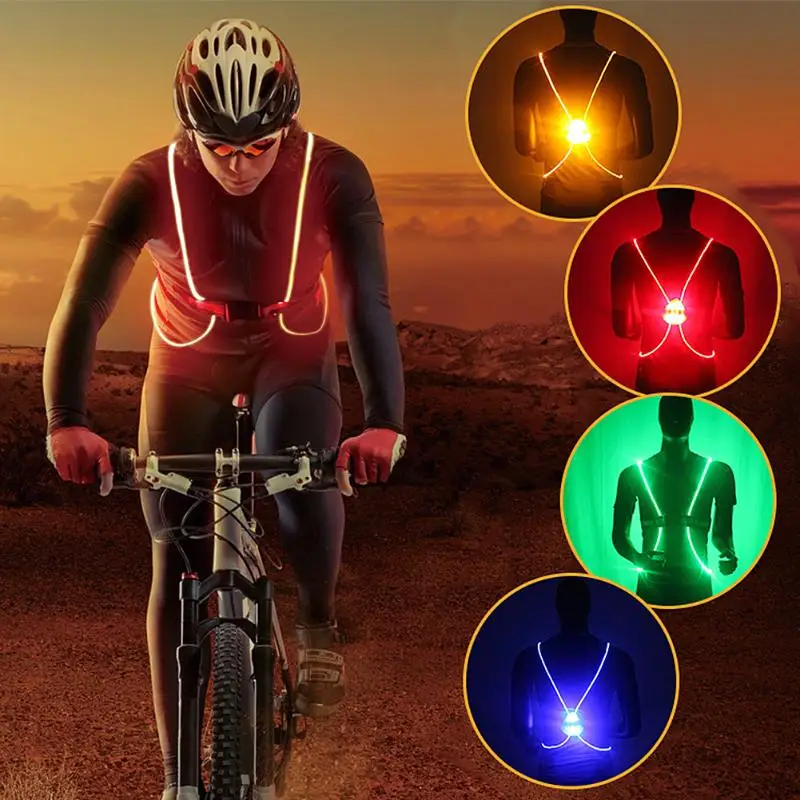 Открытый светоотражающий жилет светодио дный ремень Светодиодные ночные огни 360 градусов подсветка регулируемый ультра-легкий жилет для бега Велоспорт Бег