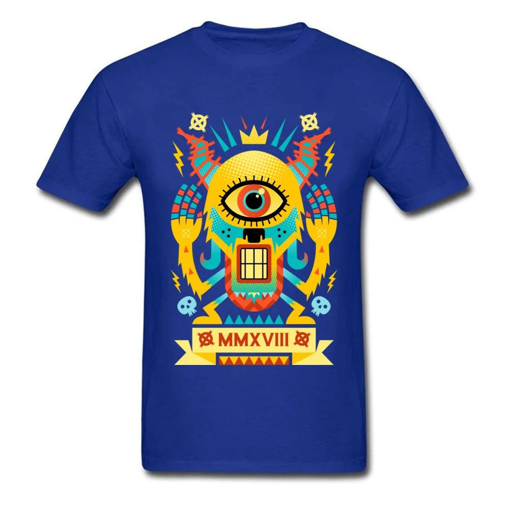 Pop Expressionist Monster 100% Cotton Fabric Tshirts for Men Short Sleeve Tees Family ostern Day Round Collar Tops & Tees Crazy Pop Expressionist Monster blue