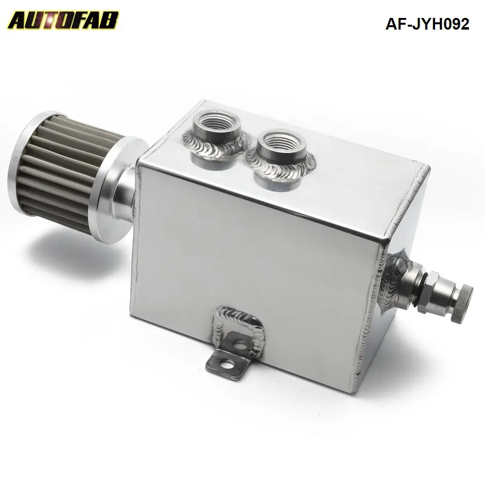 Autofab Racing 2L Universal High Flow Baffled Oil Catch Tank with breather & drain tap 2LT baffled AF-JYH092