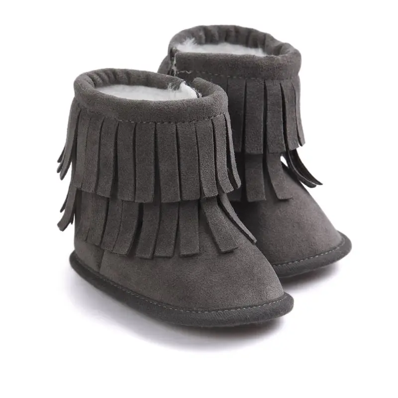 Зима; детская одежда для маленьких девочек и мальчиков в классическом стиле для досуга, зимние ботинки с бахромой обувь для новорожденных сапоги "принцесса"