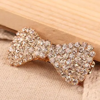

Women Girls Fashion Korea Stytle Crystal Rhinestone Hair Clip Fashion Bowknot Clamp Hairpin Hair Accessories
