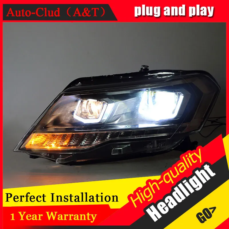 Авто Clud стайлинга автомобилей для VW santana фары для santana голову светодиодные лампы ДРЛ спереди Биксеноновая объектив двойной луч СПРЯТАЛСЯ комплект