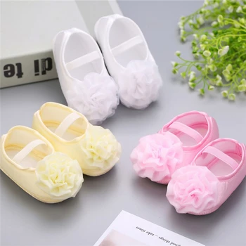

2019 Baptism Baby Girl Sapato bebe Menina Rosset shoes Rhinestone Flowers Headband Barefoot Infant baby girl shoes 2pcs Set